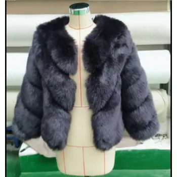 Dámská parka Dámský umělý kožich zimní chlupatá bunda prošívaná Barva: Černá, Velikost: 2XL