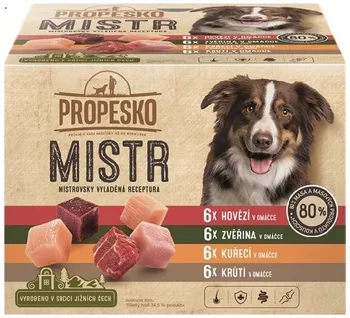 Krmivo pro psa Propesko Dog Mistr mix kapsiček Beef/Chicken/Turkey/Venison 24x 85 g