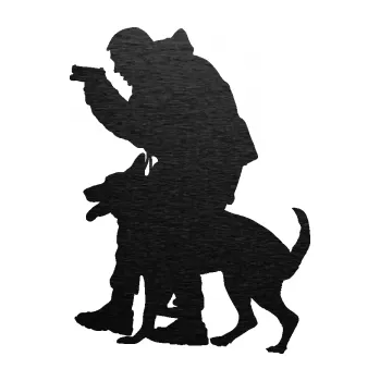 Samolepící dekorace SAMOLEPKA Psovod 004 levá (63 - škrábaný kov černý) NA AUTO, NÁLEPKA, FÓLIE, POLEP, TUNING, VLASTNÍ TEXT, TISK, AUTOSAMOLEPKY.cz, POLEPY, OBRÁZEK, LOGO, SAMOLEPKY