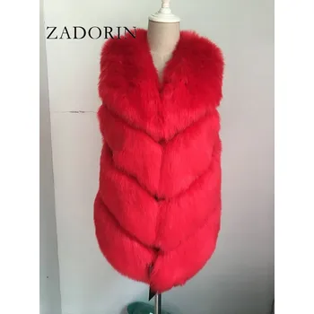 Dámská vesta Prošívaná chlupatá vesta plyšový kožich Barva: Červená, Velikost: 4XL