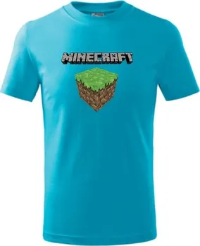 Chlapecké tričko Malfini Minecraft 3 tyrkysové 122