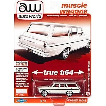 autíčko AUTO WORLD CHEVROLET II NOVA 400 WAGON 1963 WHITE 643325