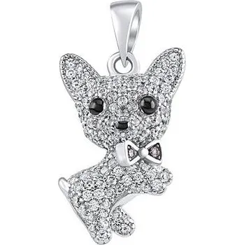 Přívěsek Stříbrný přívěsek pes Ben s čirými Brilliance Zirconia MW13765P