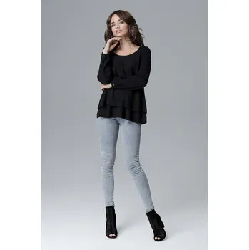 Dámská halenka Černá blůza s volánky L020 Velikost: S