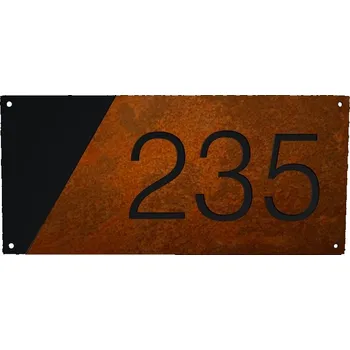 Domovní cedule Cortenové domovní číslo tabulka 9c - s černým podkladem