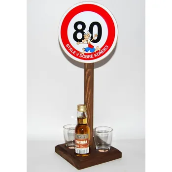 Žertovný předmět Značka s panáky a flaštičkou k výročí narození věk: 80 - muž