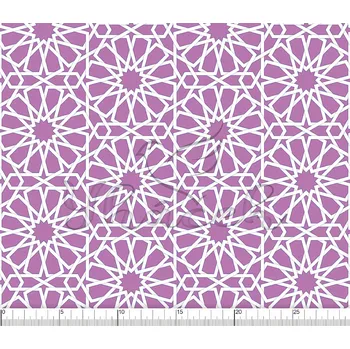 Zakázkový tisk, softshell, kočárkovina... Geometrické květiny na fialové Látky k tisku: Microfirba