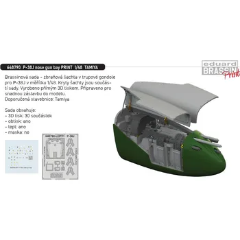 Plastikový model Eduard 1/48 P-38J nose gun bay PRINT (TAMIYA)