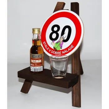 Žertovný předmět Stojan s panákem a flaštičkou k výročí narození věk: 80 - žena