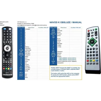 Dálkový ovladač General SENCOR SDB-2006T, SDB-2007T, SDB-3007 - dálkový ovladač