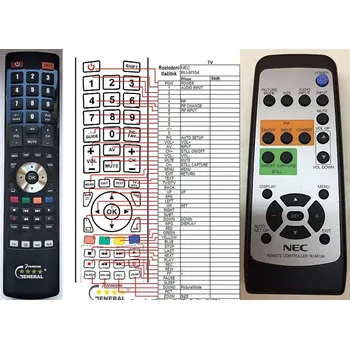 Dálkový ovladač General NEC RU-M104, RU-M115, RU-M118, J8200011 - náhradní dálkový ovladač