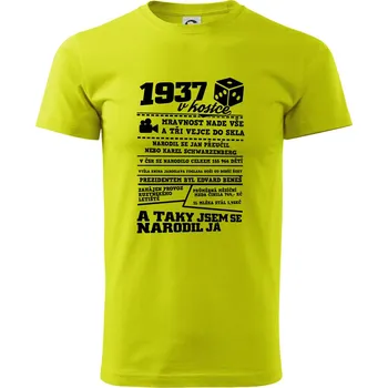 Pánské tričko 1937 v Kostce - Klasické pánské triko vyšší gramáže - XL ( Limetková )