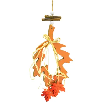 Závěs dřevěný list oranžový