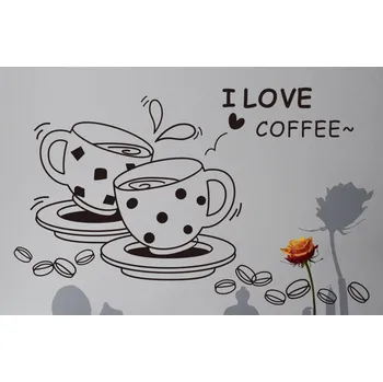 Samolepící dekorace Samolepka na zeď Šálky kávy 73 x 46 cm