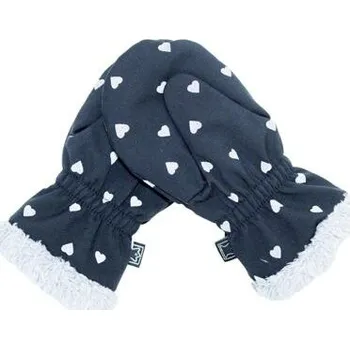 Dětské softshellové rukavice Fantom s kožíškem černé s reflexními srdíčky - palčáky velikost rukavic 3,5-5 let (3)