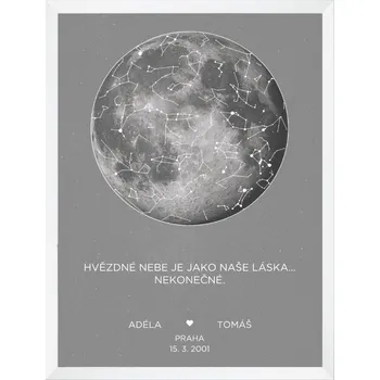 Plakát Plakát s hvězdnou oblohou - měsíc světlý Rozměr plakátu: A4 (21 x 29,7 cm), Rámeček: Bez rámečku, Počet osob, Text: 2 osoby zobrazený text