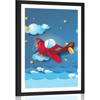 Plakát Dovido Plakát s paspartou let letadélkem