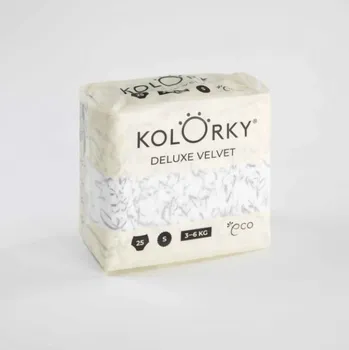 jednorázová plena KOLORKY DELUXE VELVET Pleny jednorázové eko se sametovým povrchem S (3-6 kg) 25 ks