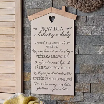 Recenze HouseDecor Dekorativní cedulka pravidla u babičky a dědy