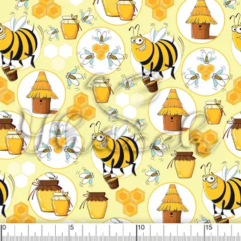 Zakázkový tisk, softshell, kočárkovina... Pilné včelky Látky k tisku: Microfirba