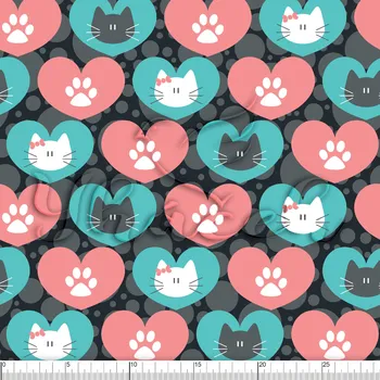 Zakázkový tisk, softshell, kočárkovina... Kitty v srdíčku Látky k tisku: Fleece