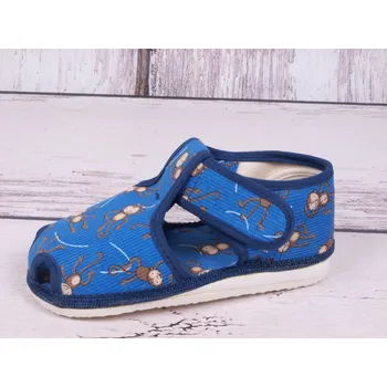 Chlapecké bačkory Bačkůrky papučky HP Čechtín 805 modré s opičkami suchý zip velikost: 23