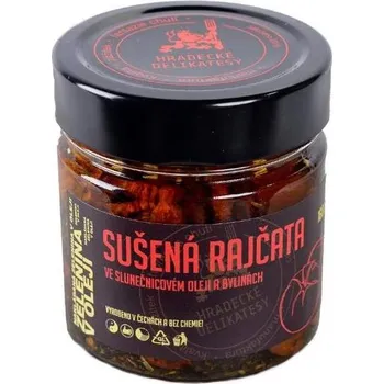 konzervovaná zelenina Hradecké delikatesy Sušená rajčata v olivovém oleji a bylinkách 160 g