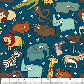 Zakázkový tisk, softshell, kočárkovina... Wild Africa a kytky jeans Látky k tisku: Microfirba