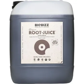 Hnojivo Biobizz Root-Juice 20L, kořenový stimulátor (Root-Juice je harmonicky vyvážená směs prvotřídních huminových a fulvových kyselin s mořskými řasami. Root-Juice je kořenový stimulátor vyvinutý speciálně pro dynamický růst kořenů a podporu kořenového systému)