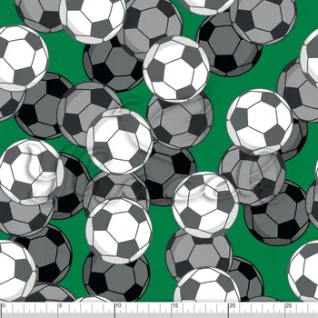 Zakázkový tisk, softshell, kočárkovina... Fotbalové míče na zelené Látky k tisku: Fleece