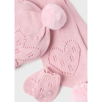 Dětská móda Mayoral Souprava čepice-šála a palčáky 9543 růžová Rozměr: 18 měsíců, 86 cm