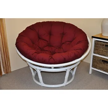 Papasan Axin Trading1 Ratanový papasan 115 cm bílý - polstr vínový