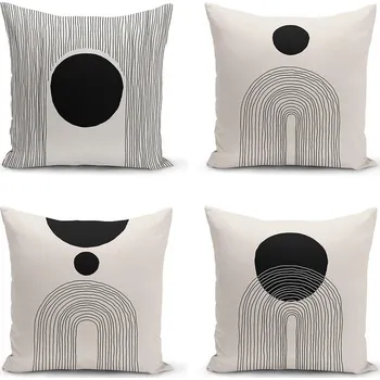 Povlak na polštářek Černo-béžové povlaky na polštáře v sadě 4 ks 43x43 cm - Minimalist Cushion Covers ID_1455652