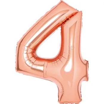 Balónek Balónek fóliový narozeniny číslo 4 růžovo-zlaté 66cm Amscan 9913219
