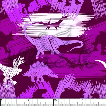 Zakázkový tisk, softshell, kočárkovina... Dinosauři na růžové Látky k tisku: Kočárkovina