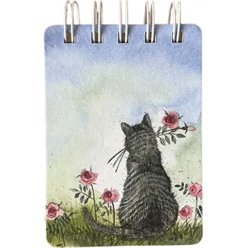 Zápisník Kroužkový notýsek s kočkou a růžemi