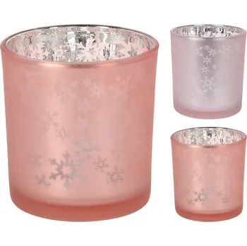 Svícen Svícen na čajové svíčky dekor sněhových vloček 8x7,5 cm