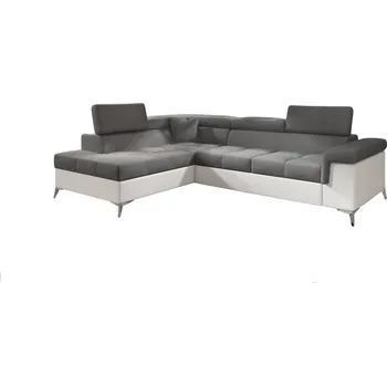 Sedací souprava Rozkládací rohová sedačka FREDERICO šedá / bílá
