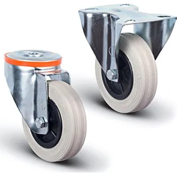 Pojezdové kolečko Průmyslové kolečko otočné, s dírou, s brzdou, ø100, ocelový disk, kluzné ložisko, šedá pryž -- Dopro