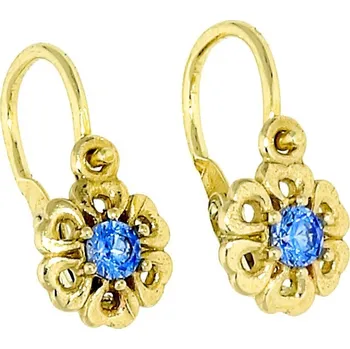 Náušnice Goldstore Zlaté dětské náušnice synt. akvamaríny Váha: 1.00 g