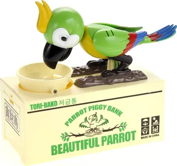 Pokladnička Pokladnička na mince hladový papoušek zelený