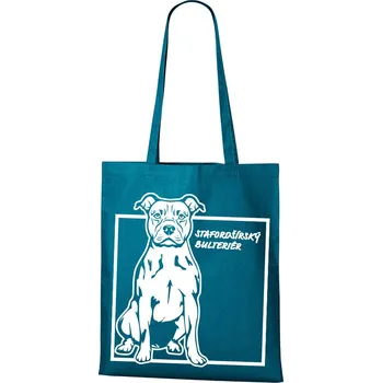 Plátěná taška Stafordširský bulteriér, Barva Petrolejová, Velikost 40×45 cm, Canvas Nákupní taška Bezvatriko.cz 1015