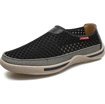 Pánské mokasíny Síťované loafers pánské letní boty Barva: Černá, Velikost: 43