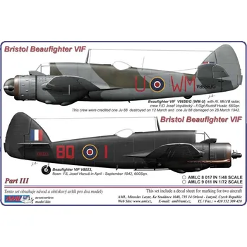 Plastikový model AML 1/48 Decals Bristol Beaufighter IF&VIF Part III.