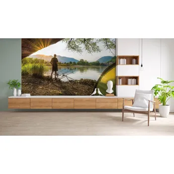 Malvis ® Tapeta Východ slunce a rybář Vel. (šířka x výška): 216 x 140 cm