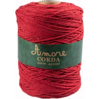Příze Borgo de Pazzi Amore CORDA 2mm Červená 473 (Špagátová příze Amore CORDA 2mm 473)