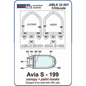 Plastikový model AML 1/32 Avia S-199 - vacu canopy & paint masks