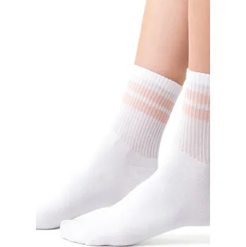 Pánské ponožky Dámské sportovní ponožky 026 BÍLÁ RŮŽOVÁ 35-37
