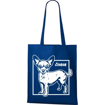 Plátěná taška Čivava, Barva Modrá, Velikost 40×45 cm, Canvas Nákupní taška Bezvatriko.cz 1052 - DTF/DTG
