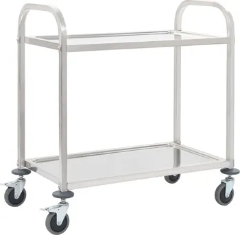 Servírovací stolek vidaXL 2patrový kuchyňský vozík 95 x 45 x 83,5 cm nerezová ocel